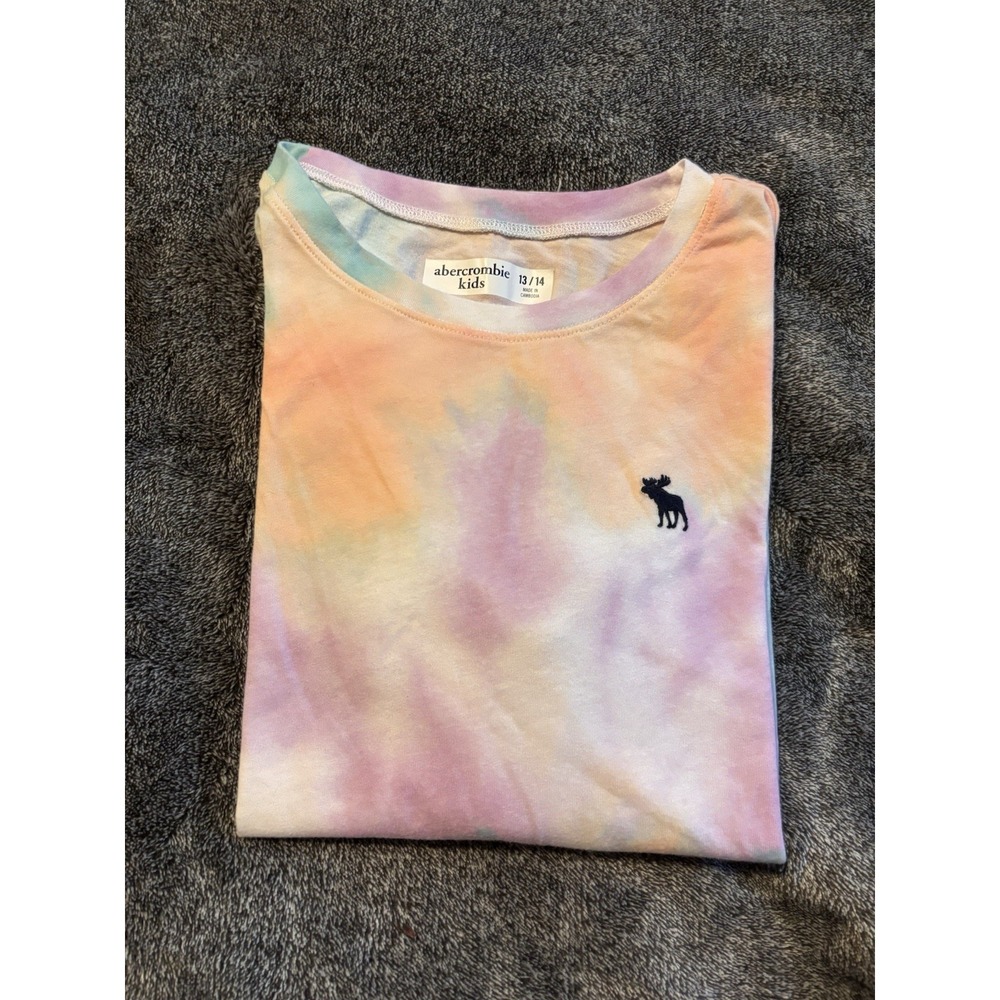 Abercrombie & Fitch Summer  Pastel Tie Dye T-Shirt Moose Logo  13/14 Girls
